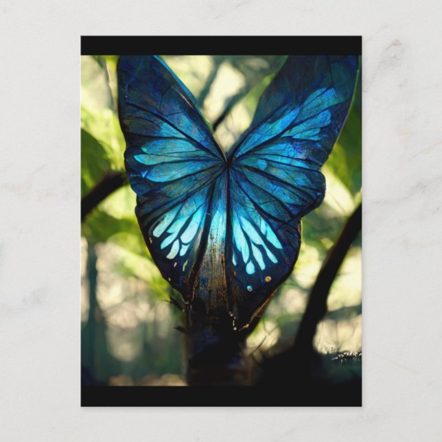 Blauer Morpho-Schmetterling im Wald Postkarte (Vorderseite)