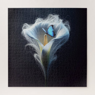 Blauer Morpho-Schmetterling in Lilie Puzzle