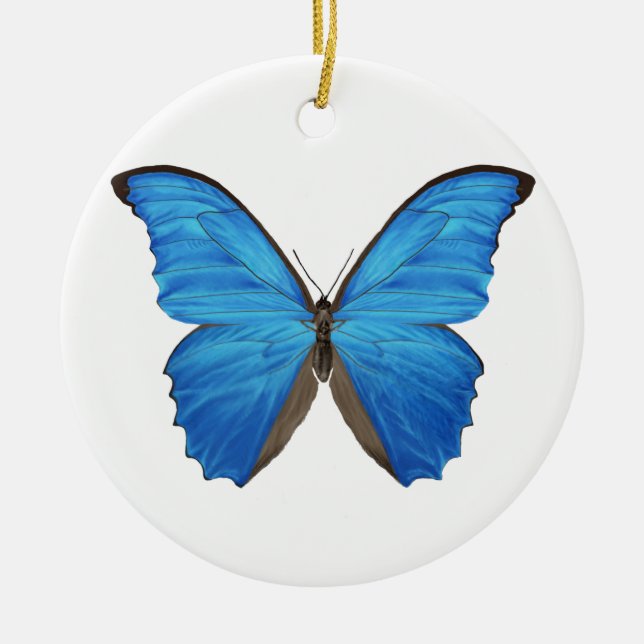 Blauer Morpho Schmetterling Keramikornament (Vorne)