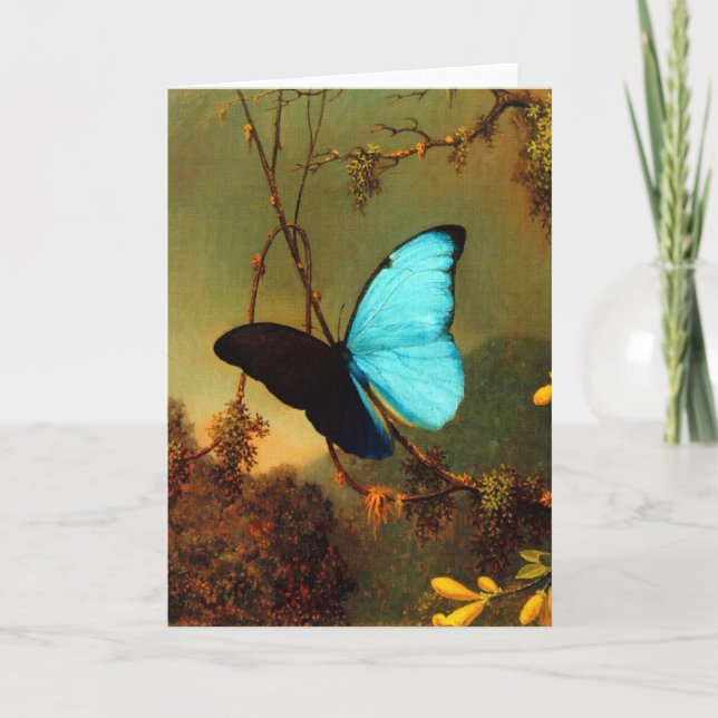 Blauer Morpho Schmetterling Martin Johnsons Heade Karte (Vorderseite)