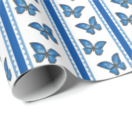 Blauer Morpho-Streifen Geschenkpapier