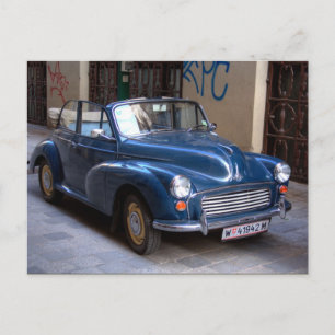 Blauer Morris Minor Convertible Tourer Postkarte