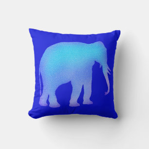 Blauer Mosaik-Elefant Kissen