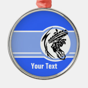 Blauer Motocross; Schmutz-Fahrrad Ornament Aus Metall