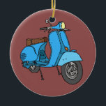 Blauer Motorroller (Vespa) Keramik Ornament<br><div class="desc">Die Vespa ist ein Motorroller des italienischen Unternehmens. Sie zählt zu den weltweit bekanntesten und beliebtesten Rollertypen.</div>