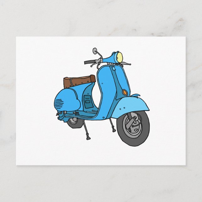 Blauer Motorroller (Vespa) Postkarte (Vorderseite)