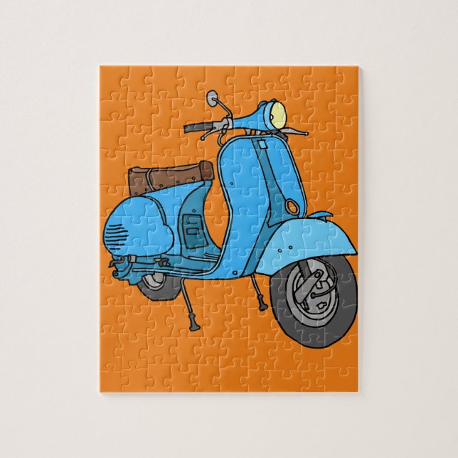 Blauer Motorroller (Vespa) Puzzle (Vertikal)