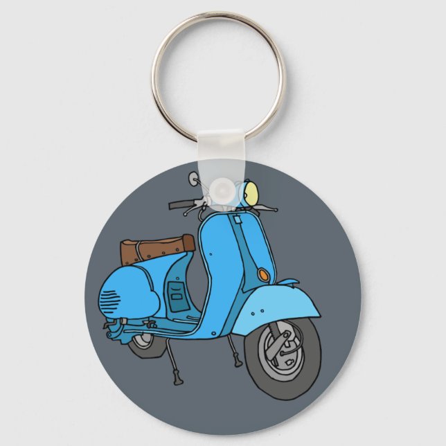Blauer Motorroller (Vespa) Schlüsselanhänger (Vorderseite)