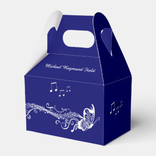 Blauer musikalischer geschenkschachtel