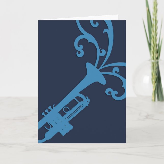 Blauer musikalischer Trombone Karte (Vorderseite)