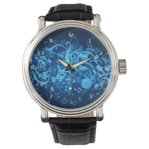 Blauer Musiknote Muster Armüberwachung Armbanduhr