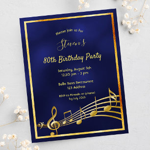 Blauer Musiknoten zum 80. Geburtstag Postkarte