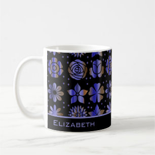 Blauer nahtloser Blütenmuster personalisierter Nam Kaffeetasse