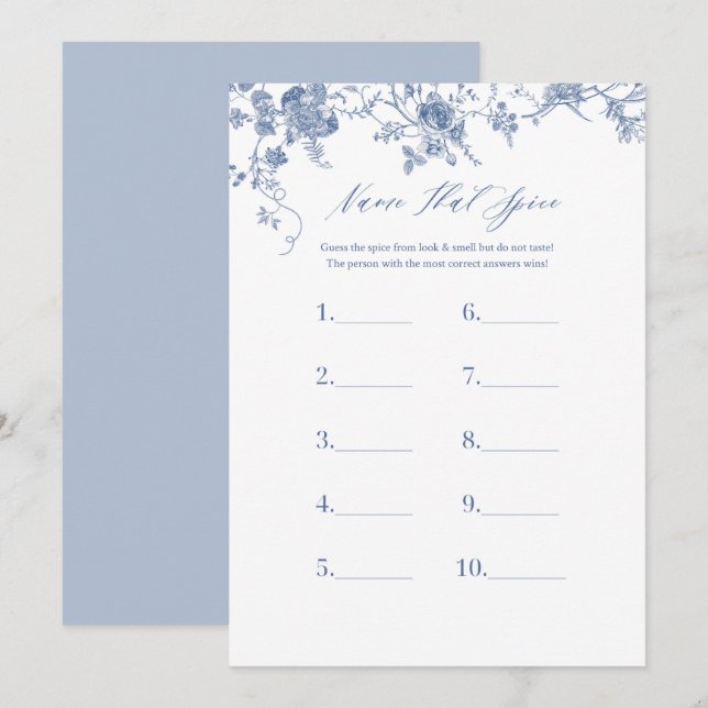 Blauer Name, der Brautparty-Spielkarten für Gewürz Einladung (Vorne/Hinten)