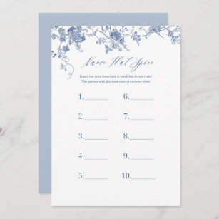 Blauer Name, der Brautparty-Spielkarten für Gewürz Einladung