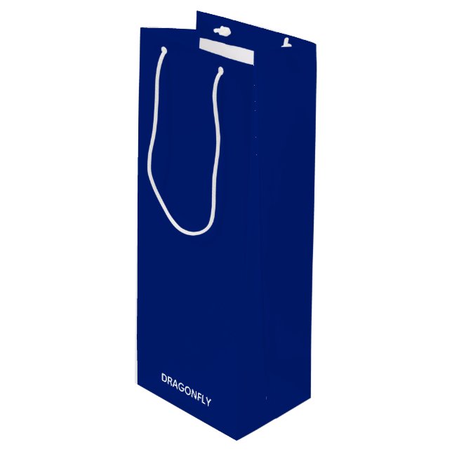 Blauer Name der Libelle Geschenktüte Für Weinflaschen (Vorderseite Schrägansicht)