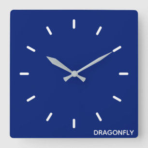 Blauer Name der Libelle Quadratische Wanduhr