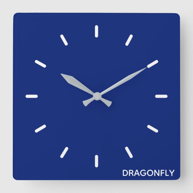 Blauer Name der Libelle Quadratische Wanduhr (Vorderseite)