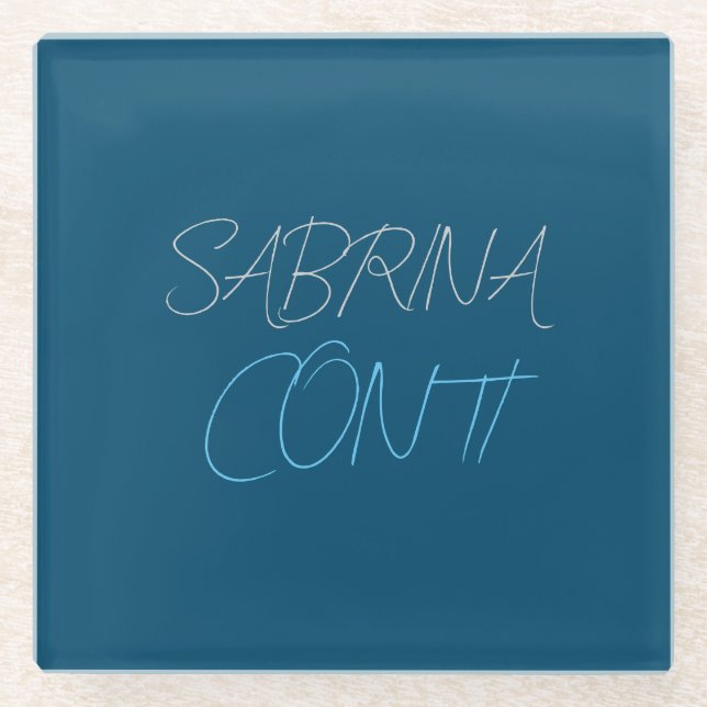 Blauer Name Modern Minimalistisch Schlicht Glasuntersetzer (Vorderseite)