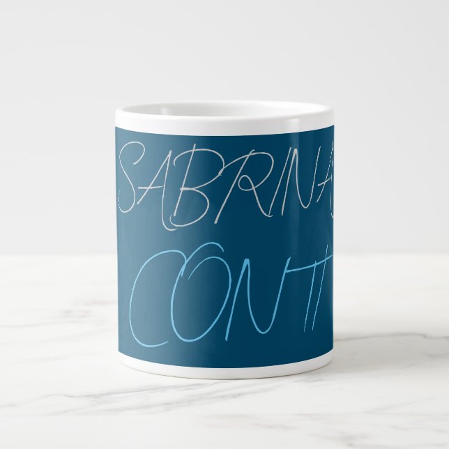 Blauer Name Modern Minimalistisch Schlicht Jumbo-Tasse (Vorderseite)