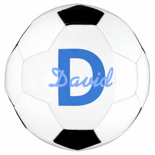 Blauer Name & Monogramm Fußball