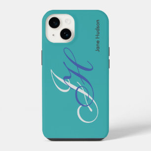 Blauer Name Monogramm Initialen Einfach Schlicht iPhone 14 Hülle