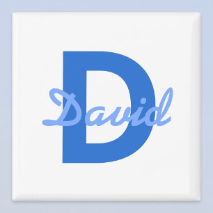 Blauer Name & Monogramm Magnet