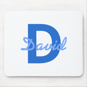 Blauer Name & Monogramm Mousepad