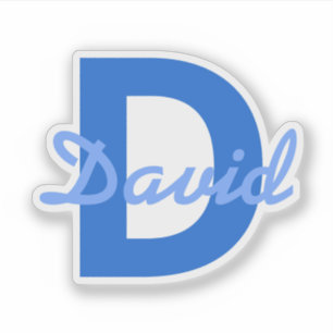 Blauer Name und Monogramm Aufkleber