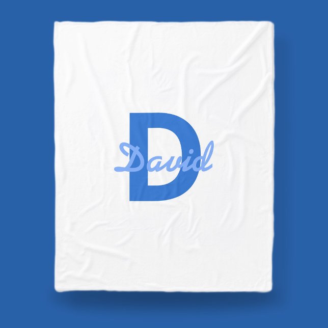Blauer Name und Monogramm Fleecedecke (Von Creator hochgeladen)