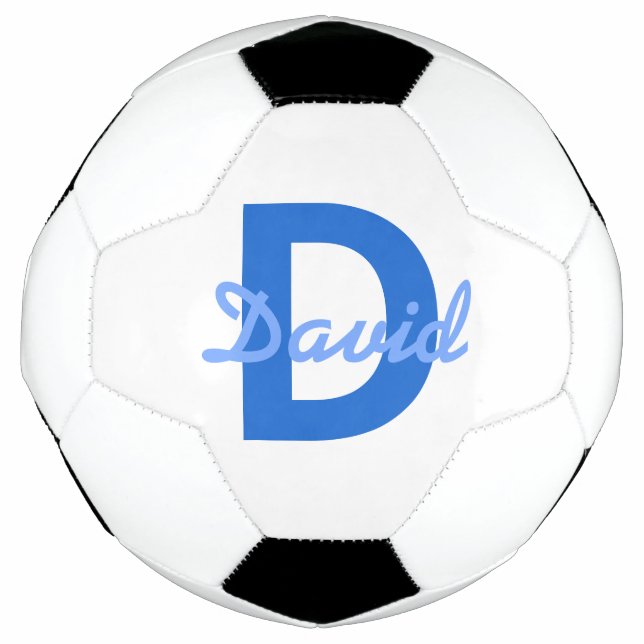 Blauer Name und Monogramm Fußball (Vorderseite)