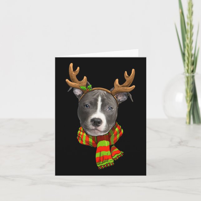 Blauer Nase Pitbuli Weihnachtsmann Haustier Hund L Karte (Vorderseite)