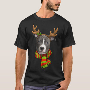 Blauer Nase Pitbuli Weihnachtsmann Haustier Hund L T-Shirt