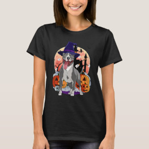 Blauer Nase Pitbull Halloween Hexenkürbis Pit Bull T-Shirt