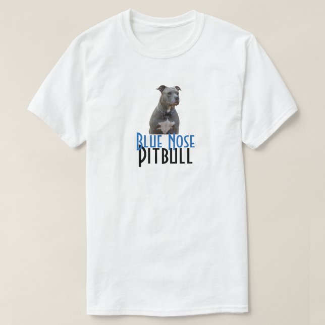 Blauer Nase Pitbull Weiß-T - Shirt (Design vorne)