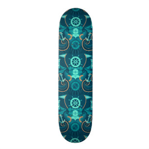 Blauer nautischentwurf skateboard