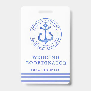 Blauer nautischer Anker Hochzeitsplaner Ausweis