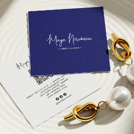 BLAUER-NAVEN-SIGNATUR Moderner CHIC-Minimalcode QR Quadratische Visitenkarte