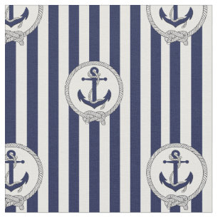 Blauer Navy-Anker/blauer und weißer Streifen 2 Stoff