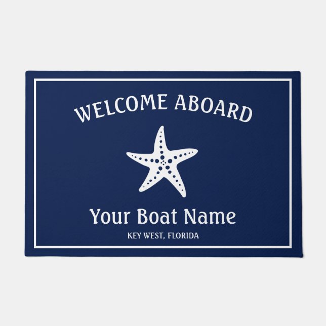 Blauer Navy Blauer Empfang an Bord von Starfish Fußmatte (Vorderseite)