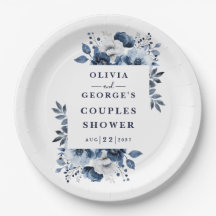 Blauer Navy Elegant Country Floral Couples Dusche