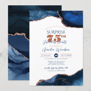 Blauer Navy Elegante Überraschung Party Erwachsene Einladung