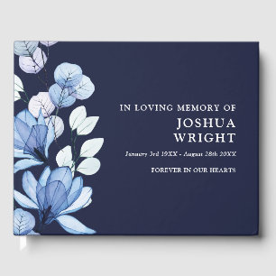 Blauer Navy-Floral in Love-Memory-Beerdigung Gästebuch