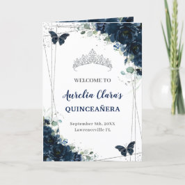 Blauer Navy-Floral Silver Quinceñera Orden des Ere Programm