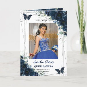 Blauer Navy-Floral Silver Quinceñera Orden des Ere Programm
