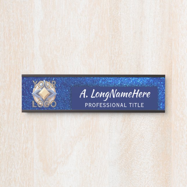 Blauer Navy-Glitzer-Sparkling-Event Beruflich Türschild (Vorderseite )