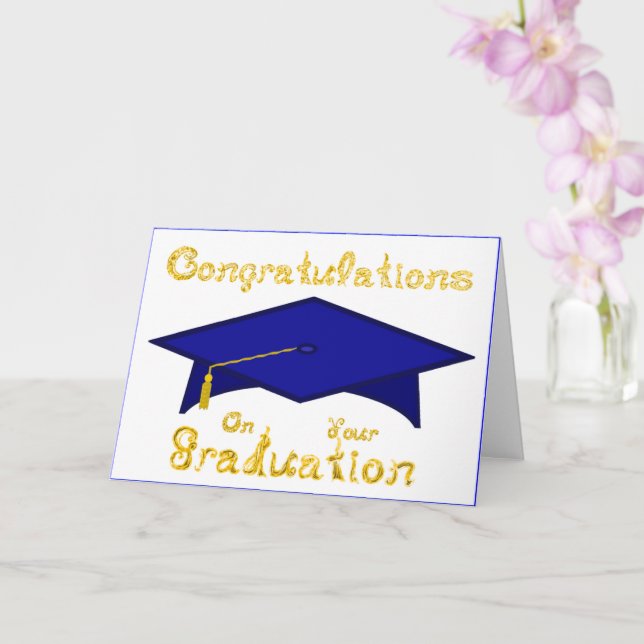 Blauer Navy Graduation Cap Printable Party Hat ode Karte (Orchidee)