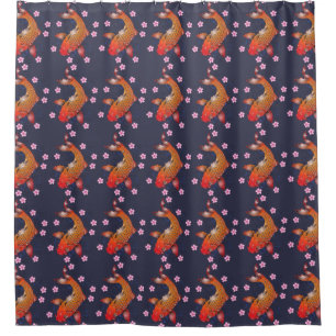 Blauer Navy Koi Fisch Duschvorhang