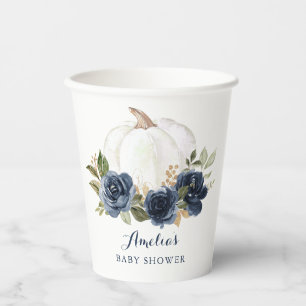 Blauer Navy Pumkin Fall Baby Dusche Pappbecher