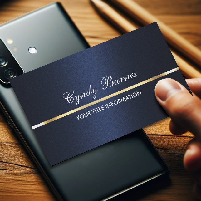 Blauer Navy Shimmer mit Gold Business Card Visitenkarte (Von Creator hochgeladen)